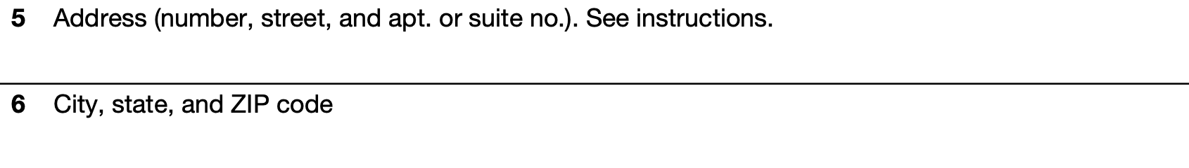 W-9 Form - Lines 5–6: Address